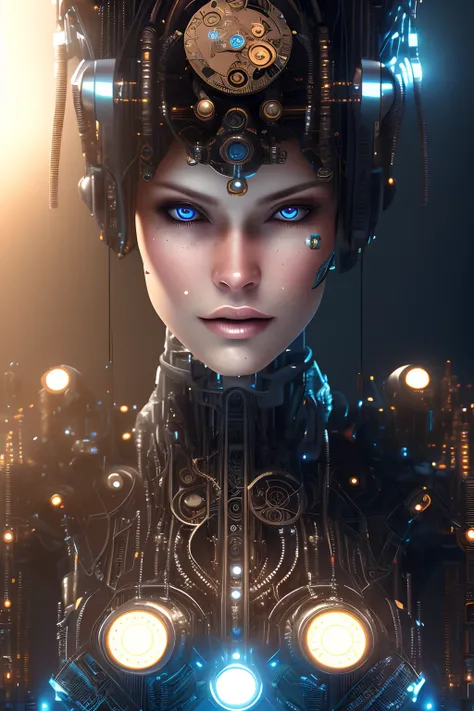 full body cyborg| full-length portrait| detailed face| symmetric| steampunk| cyberpunk| cyborg| intricate detailed| to scale| hyperrealistic| cinematic lighting| digital art| concept art| mdjrny-v4 style