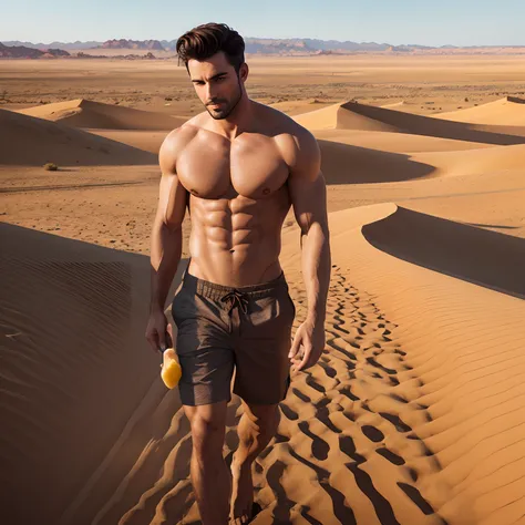 Handsome figure with desert as background