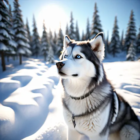 Husky Malamute howling Masterpiece pillar_of_the_universe nature snow deep path equirectangular optimal moon meticulously intricate ultra_high-detail luminescence volumetric lightning contrast ultra_high_resolution ultra pro-Photorealistic ultra_high_quali...