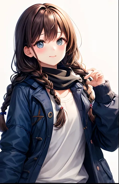 girl with、Braids、No background、without background、Background through、Winding muffler、muffler、kawaii、Sareme