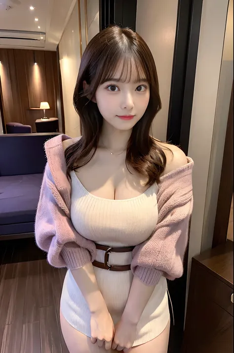 An ultra-high picture quality　4K picture quality　8K picture quality　huge tit　g-cup　big breasts　round breast　beutiful breast　22year old　japanes　Brown hair short hair　Beautie　unclear　a baby face　with round face　Height 150 cm　skinny legs　Two arms　Wearing knit...