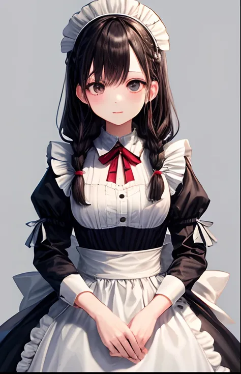 girl with、Pedras preciosas、No background、without background、Background through、kirakira、maid clothes、Maids、One piece with frills、A dark-haired、Braiding、Braids