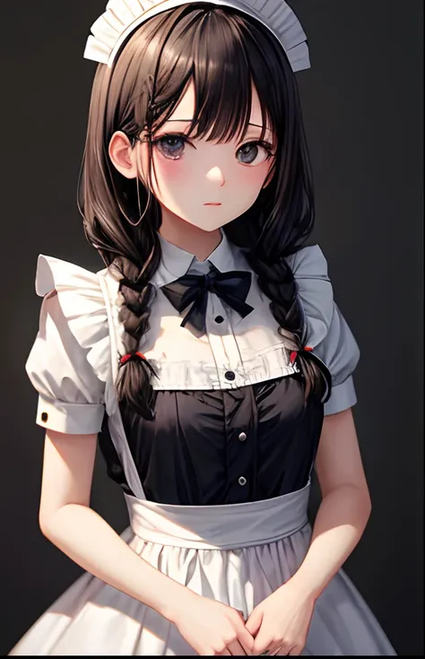 girl with、Pedras preciosas、No background、without background、Background through、kirakira、maid clothes、Maids、One piece with frills、A dark-haired、Braiding、Braids