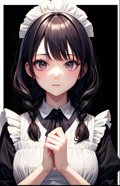 girl with、Pedras preciosas、No background、without background、Background through、kirakira、maid clothes、Maids、One piece with frills、A dark-haired、Braiding、Braids