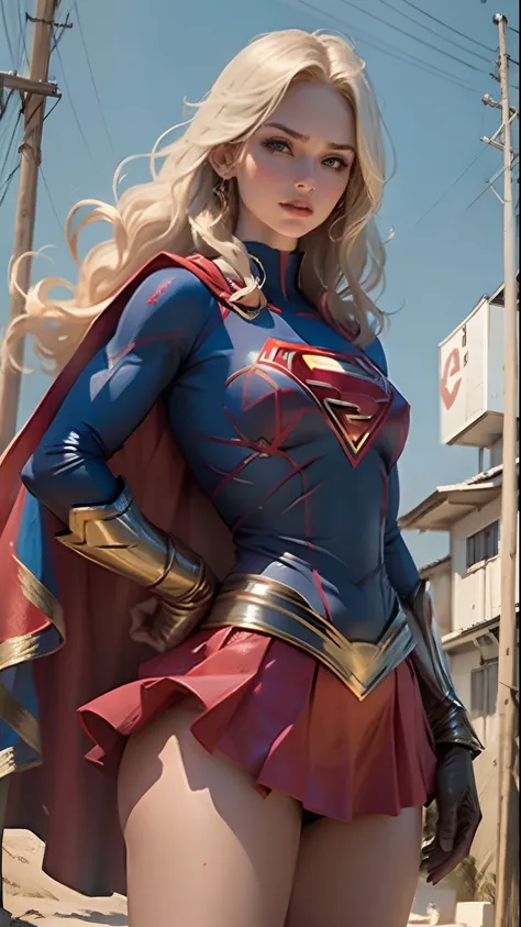 Uma mulher , Supergirl soltando raios vermelhos pelos olhos