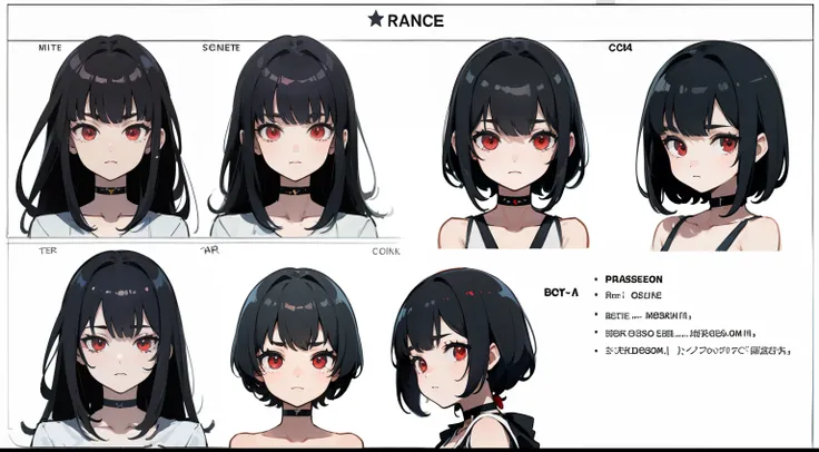 ((Masterpiece, Highest quality)), Detailed face, character sheets, full bodyesbian, Full of details, Multiple poses and expressions, Highly detailed, Depth, Many parts, younge boy, Shota :3, Black color hair, Black crop top, mitts, Stockings, Black choker,...