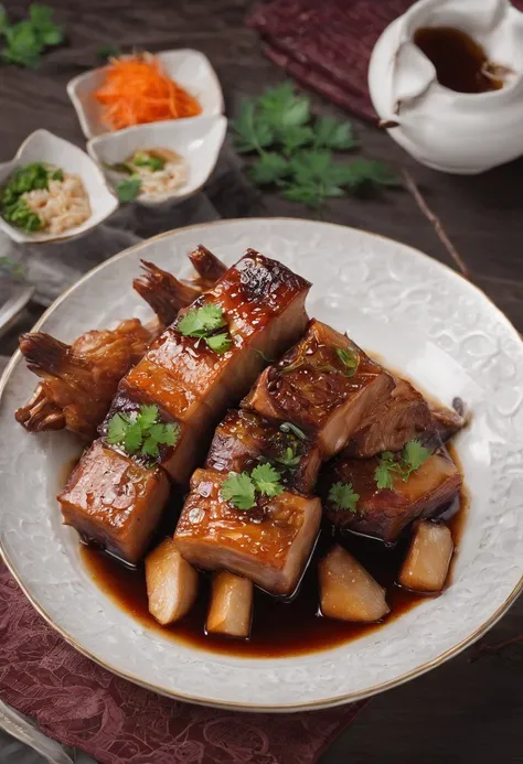 Chinese cuisine，SLR shooting，One food photographed is braised pork