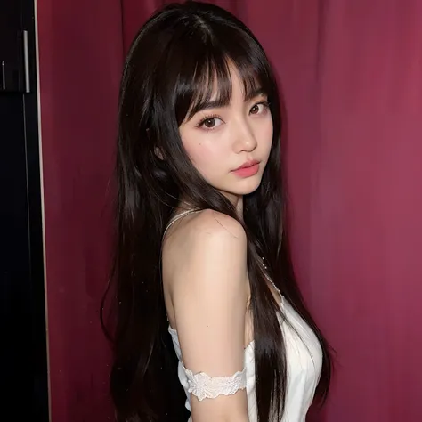 araffe asian woman with long black hair posing for a photo, cabello largo con flequillo completo, lalisa manobal, pelo largo con...