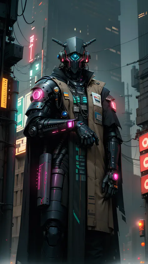 robort derpd ranger  working for scifi mega corporation, elite corporate enforcer patrolling the streets, wearing detailed multi...