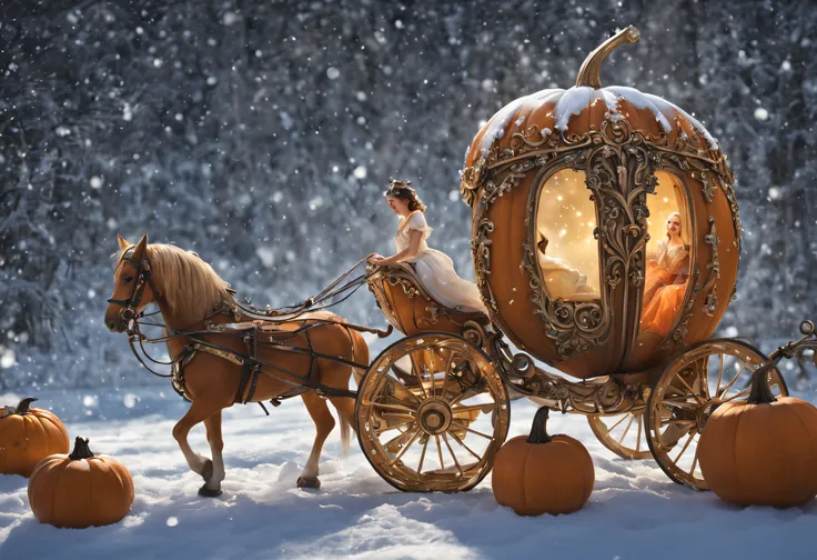 Pumpkin Carriage and Snow White,Beautiful light,many details,high quality