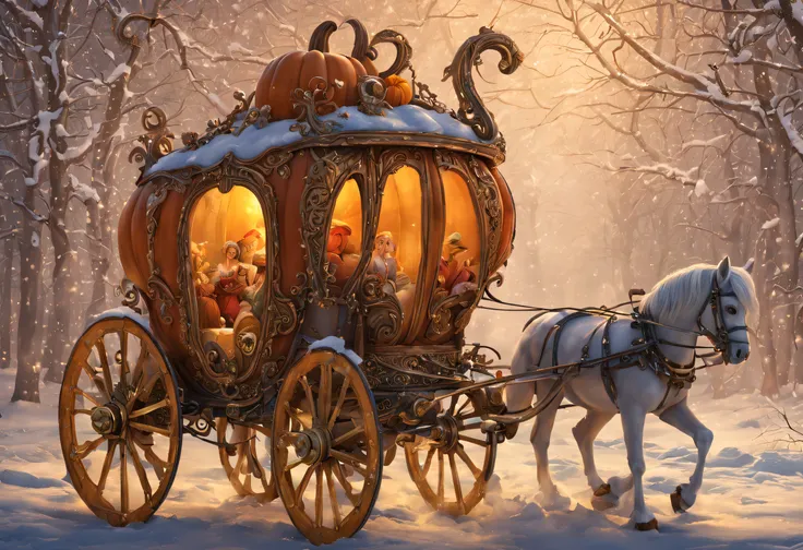 Pumpkin Carriage and Snow White,Beautiful light,many details,high quality