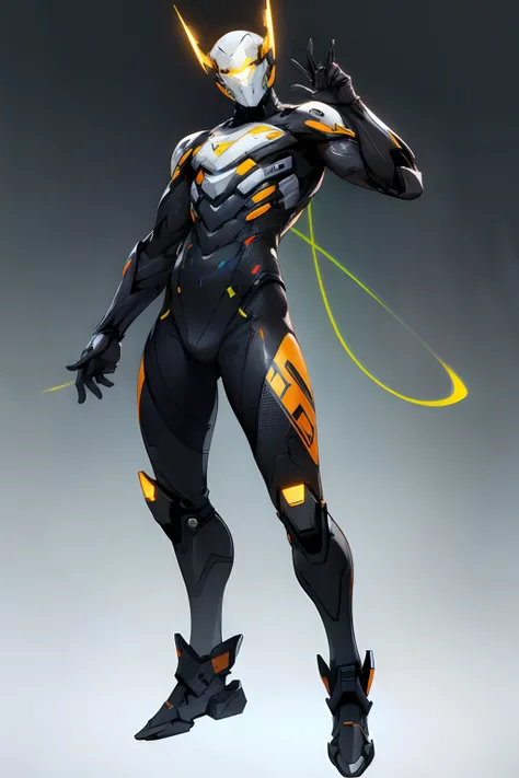 full body male cybernatic with funny pose