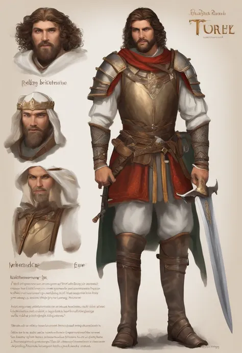 medieval warrior, character sheet, reference sheet, white background