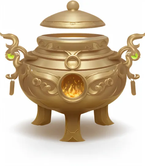 Close up of golden incense burner with green eyes, object concept art, concept-art, concept-art, concept art magical highlight, concept-art, arte renderizada, concept art illustration, concept artwork, Concept illustration, high detail concept art, hyperde...