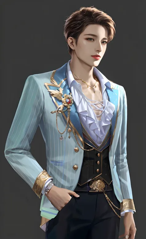 Delicate androgynous prince, Beautiful androgynous prince, very detailed and rich clothing, highly detailed character, high detail iconic character, dignified aristocrat, attractive androgynous humanoid, detailed character portrait, Highly detailed charact...