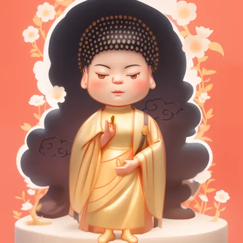 ultraclear，k hd，Pubic area is clear，A cartoon，yellow clothing，Red skirt，Stand up，Ancient Guanyin，Black color hair，Black color hair，adolable，Meat toot，Be kind，A man in traditional clothing stands on the ground,  adolable，bodhisattva，C4D，ip，Q version，Sit Pos...