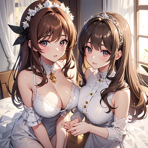 married woman
best quality,ultra-detailed,anime style23,a pretty woman, underwear, beautiful light brown hair, beautiful brown eyes, beautiful eyes,white-skinned, long hair, large breast, blush,