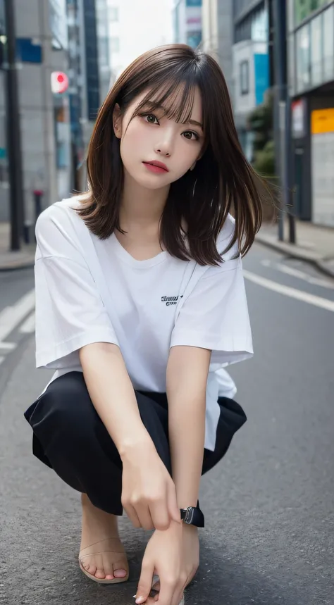 finely detail, hight resolution, hightquality、Perfect dynamic composition, Beautiful detailed eyes, Medium Hair, small tits、Natural Color Lip,Kamimei、Shibuya、20 years girl、1 persons、Transparent skin、Glowing hair、masutepiece, Best Quality, Ultra-detailed, f...