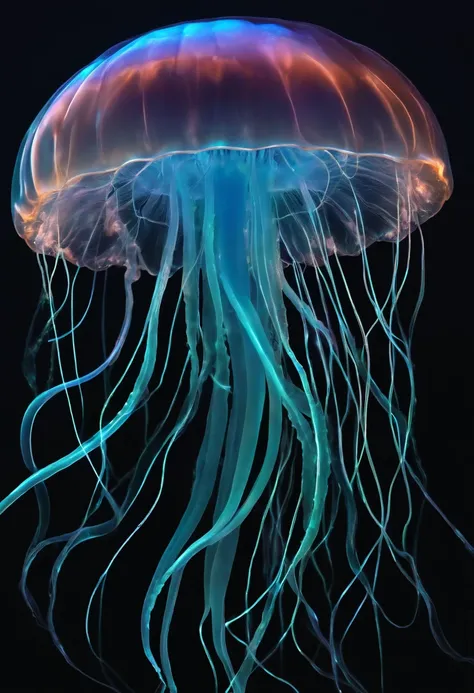 There are jellyfish floating, Medusa cyberpunk, neon jellyfish, jelly fish, Translucent bright jellyfish, Bright jellyfish, bioluminescent jellyfish, Jellyfish dance, jelly fish, jelly fish, transparent jellyfish, space jellyfish, Elements of jellyfish, je...