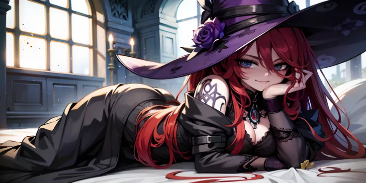 Anime girl in a witch hat lying on a bed, Anime Art Wallpaper 8K, Melhor Anime 4K Konachan Wallpaper, 8k arte detalhada de alta qualidade, Papel de parede anime 4k, Anime Art Wallpaper 4K, Anime Art Wallpaper 4K, cushart krenz arte chave feminina, gothic m...