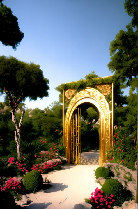 Garden of Eden with golden gates