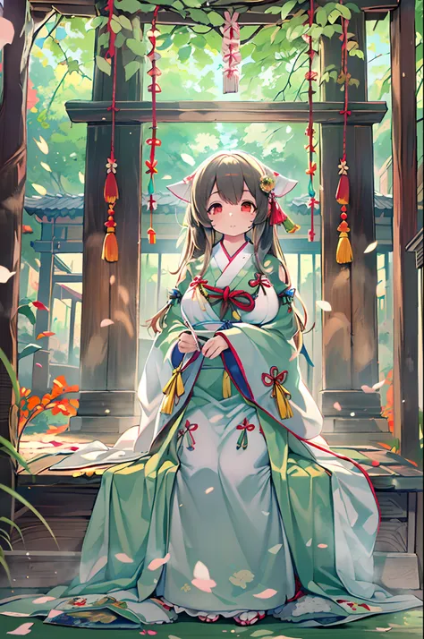 (1girl in:1.3),Solo,__body-parts__,, Official art, Unity 8k壁纸, ultra-detailliert, Beautiful and aesthetic, Beautiful, masutepiece, Best Quality,Fantastic atmosphere, Calming Palette, tranquil mood, Soft shading,, shrine maiden, Charmspell, Familiar amulets...