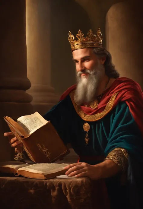 King David smiling with bible in hand