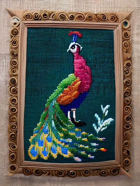 needlepoint hindi peacock in a komono