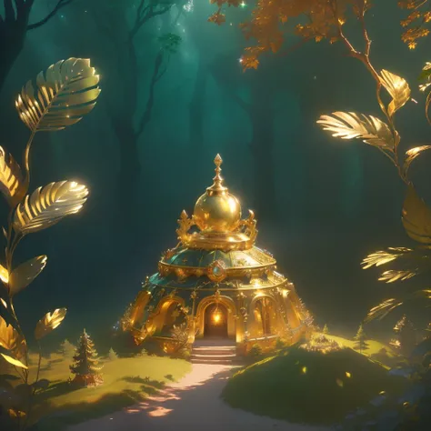 A pile of gold and treasure on the top of Ant Hill, With magic lamp, jewelry, Fantastic forest atmosphere.
(Best quality,4K,8K,A high resolution,Masterpiece:1.2),Ultra-detailed,(Realistic,Photorealistic,photo-realistic:1.37),illustration,Sparkling gold and...