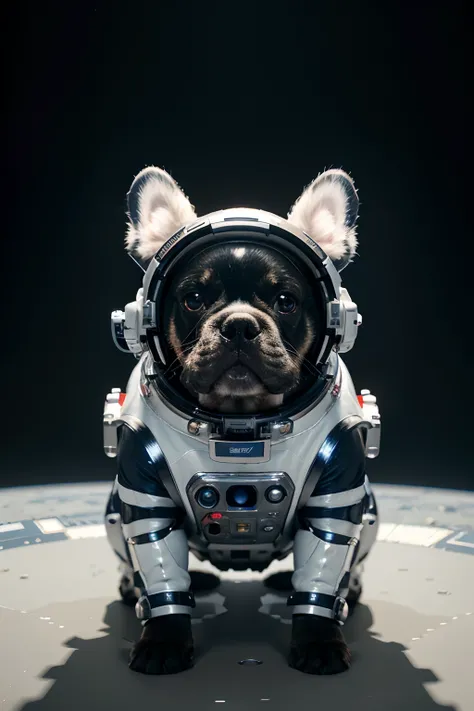 Dog French bulldog in spacesuit isolated on white background, Astronaut French Bulldog Dog, Cyborg puppy, Space Dog, Space Dogs, Cyborg dog, Cyborg dog, Cyberpunk dogs, Armored dogs, A dog summons a spaceship, ultrarealistic concept art, Robot Dog,hyper - ...