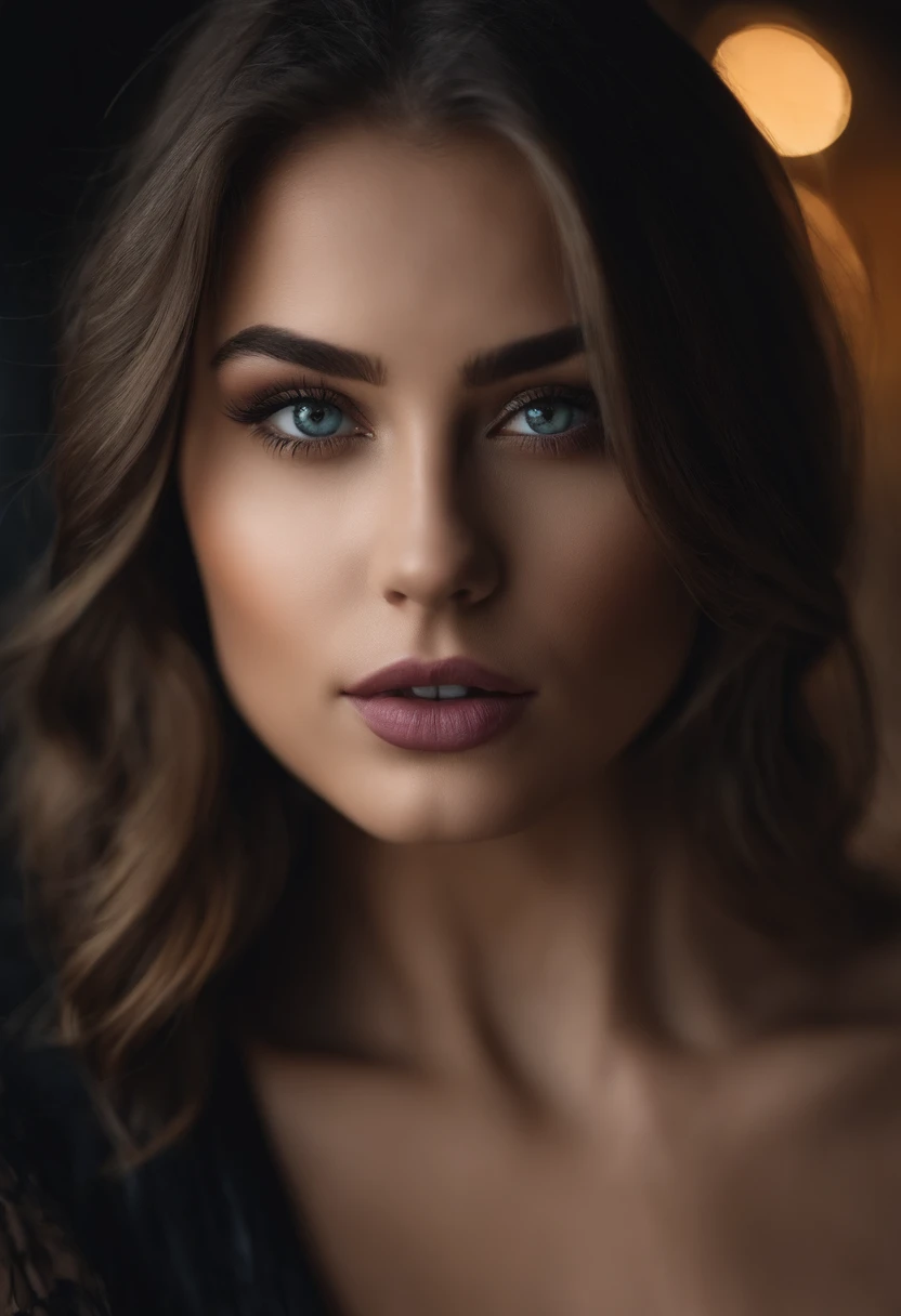 Femmes totalement Alafed , fille sexy aux yeux bruns, A hyper-realistic, Meticulously detailed, Portrait Sophie Mudd, cheveux bruns et grands yeux, selfie of a young woman,  Violet Myers, sans maquillage, maquillage naturel, looking straight at camera, Vis...