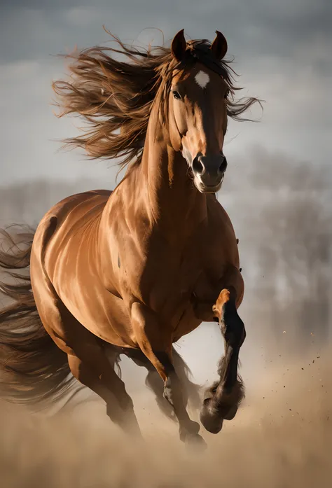 cheval sauvage galopant trois quarts de visage, Turn left, Mane in the Wind, elegant, splendide, first-person view, Hasselblad, Masterpiece, super detail, 8k