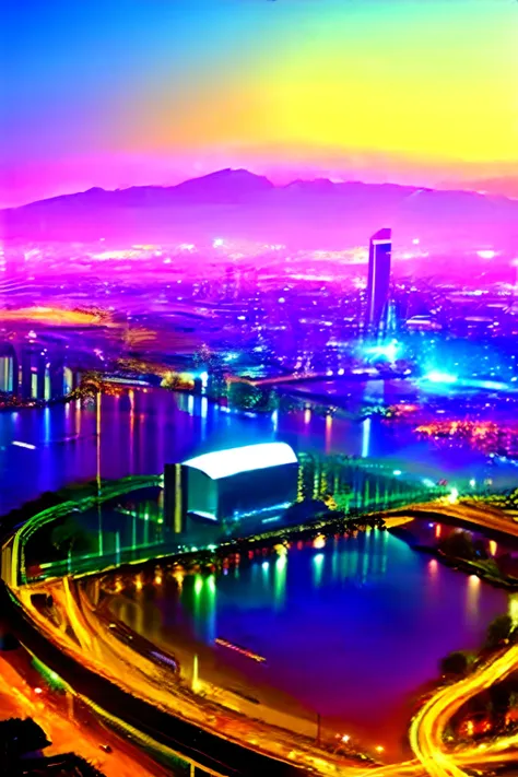 big city，many high-rise buildings，the night，cyber punk perssonage，supercomputer，rocket launch base，unmanned smart port，unmanned ...