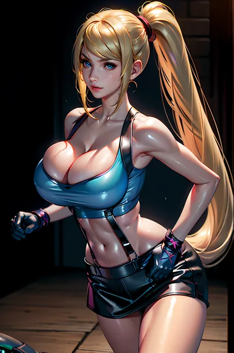 (8k, best quality, masterpiece:1.2), ultra-detailed, 1 girl,cute, solo, (huge breasts:1.5),(beautiful detailed eyes), (smile:1.2), (closed mouth), erotic pose, dancing, depth of field, dark intense shadows, sharp focus, good composition, glowing lights,  f...