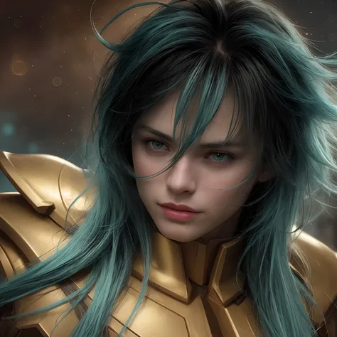 cinemactic, incrivelmente detalhado e ultrarrealista, Camus of Aquarrius Saint Seiya. Close up. Hes wearing pretty realistic golden armor. Armadura dourada brilhante. ((Bright golden armor)). Armadura com brilho natural. Octane is the perfect tool to captu...