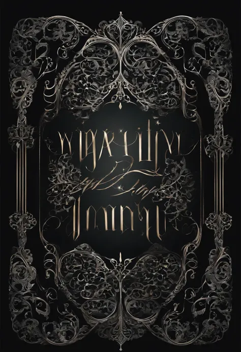 Rounded abstract gothic calligraphy with silver chains on black background. - Beauty Illustration