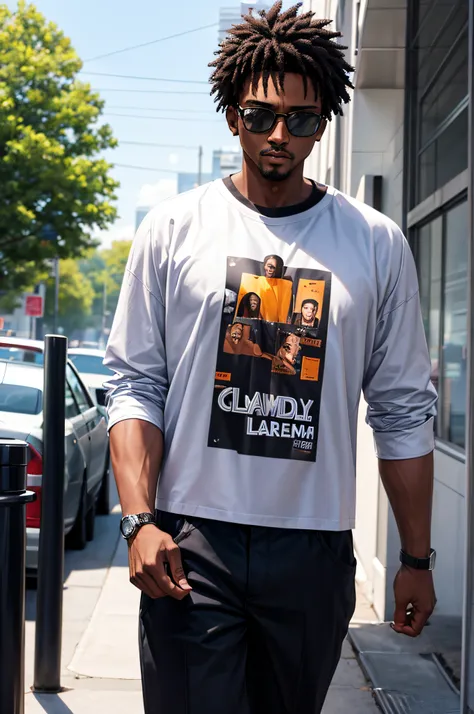 a black guy wearing a cool shirt