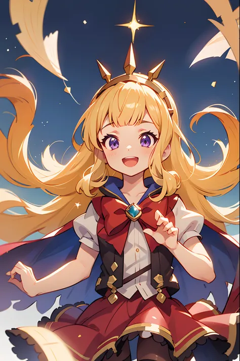 1girl, solo, character preview illustration, blonde hair, purple eyes, cagliostro, long hair, cagliostrobase, hairband, crown, b...