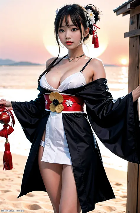 top-quality,ultra-definition,accurate depiction,realisitic,a picture,japanes,goddess of Japan,kawaii,smil,(Perfect body,flawless skin),Heavenly Woman Pose,shrine maiden,Hakama,Natural standing,large full breasts,hposing Gravure Idol,Young Sensual Gravure I...