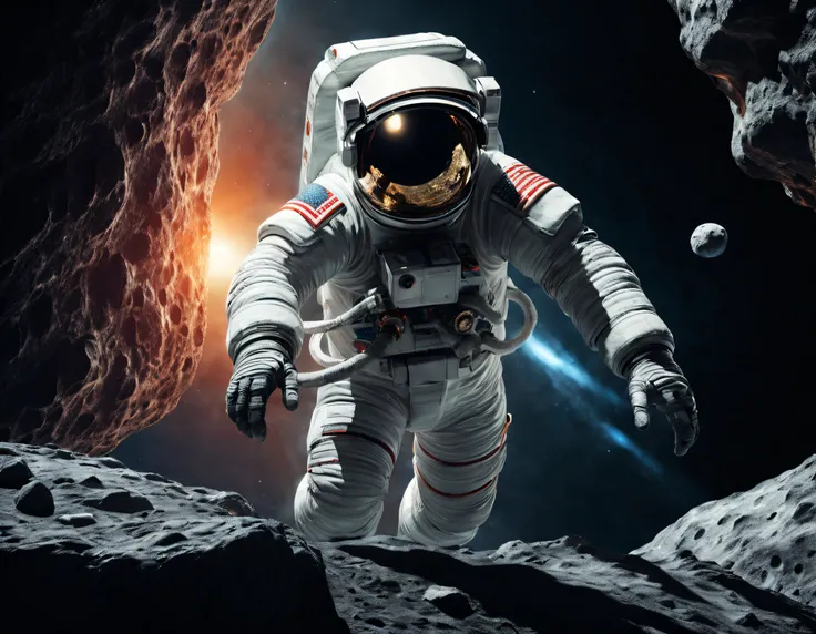 The astronaut，climbing the asteroid