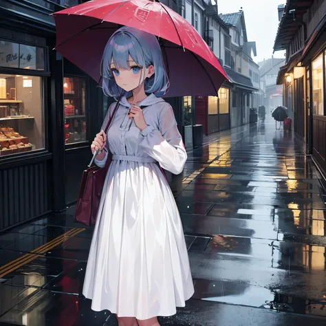 Rainy day, girl holding an umbrella,