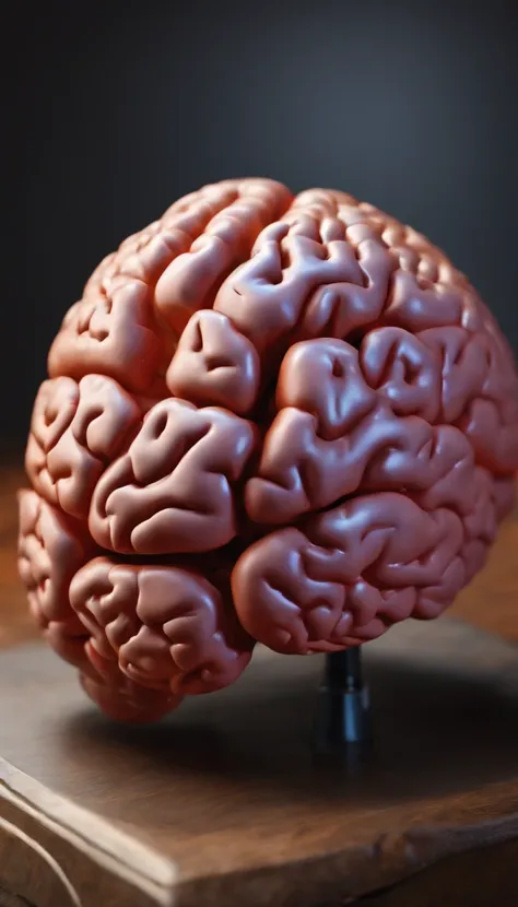 Model of human brain on a table, realistic, 4k