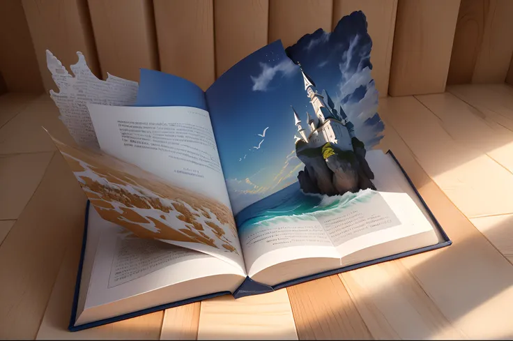 3d бушующее пенное море in open book