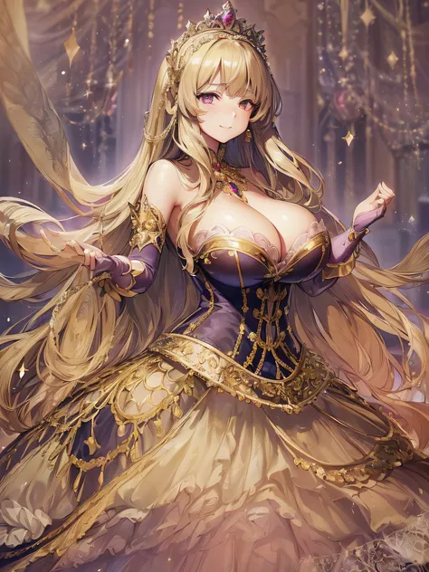 ((Anime Art Style)),(masutepiece),(Best Quality), (Super Detail),(Highly detailed CG Unity 8k wallpaper),((Very delicate and beautiful)),1 Lady,((Full body portrait)),((Stand in the garden)),((Solo)),(((One princess in a very gorgeous Rococo princess ball ...