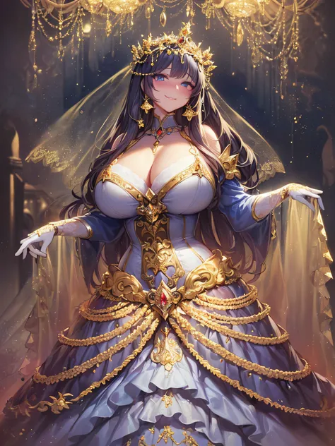 ((Anime Art Style)),(masutepiece),(Best Quality), (Super Detail),(Highly detailed CG Unity 8k wallpaper),((Very delicate and beautiful)),1 Lady,((Full body portrait)),((Stand in the garden)),((Solo)),(((One princess in a very gorgeous Rococo princess ball ...