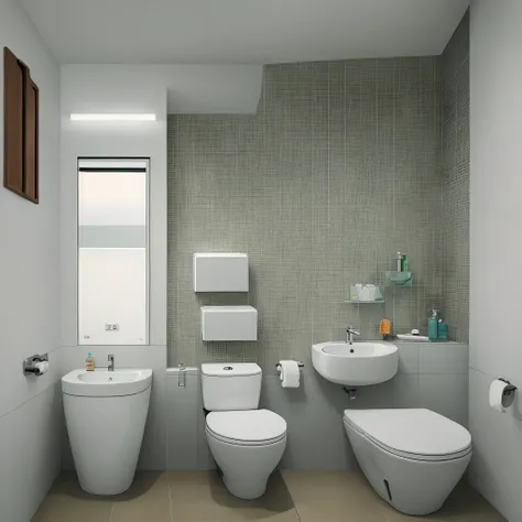 Faca um quarto com: cama beliche, escrivaninha,  A small bathroom only with a toilet Simple Brazilian architecture