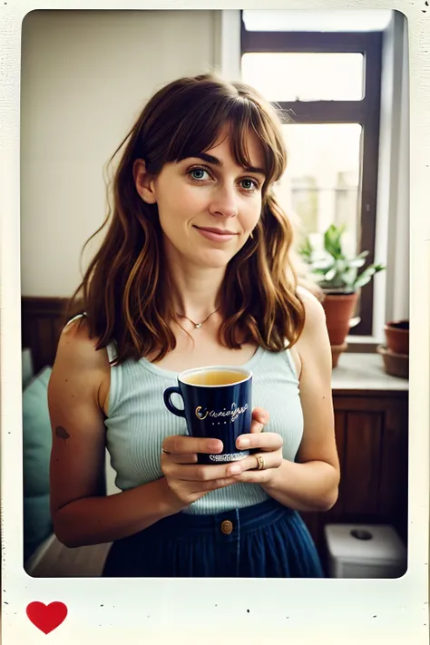 Obra maestra, La mejor calidad, AngourieArroz, solamente, A Woman Holding a Cup of Tea, A Polaroid Photo of Leila Faithfull, Instagram, El estilo, bonita, aesthetic, bonito, Manos bonitas, Manos perfectas