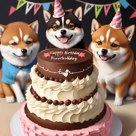 Shiba Inu happy birthday cake