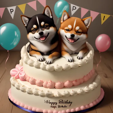 Shiba Inu happy birthday cake