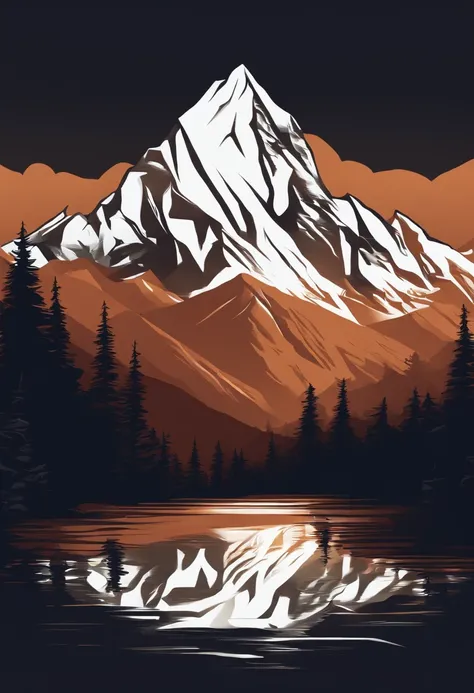 Create a one-color mountain logo with only rectangular strokes and no background